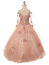Little Girls Blush Off Shoulder Long Sleeve Rhinestone  Pageant Dress 2-6 - SophiasStyle.com